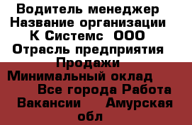 Водитель-менеджер › Название организации ­ К Системс, ООО › Отрасль предприятия ­ Продажи › Минимальный оклад ­ 35 000 - Все города Работа » Вакансии   . Амурская обл.